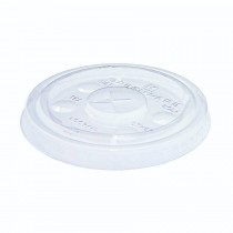 Fabri-Kal Greenware LGC12/20 Compostable Clear Plastic Lid with Straw Slot - 1000 Count (12oz/20oz)